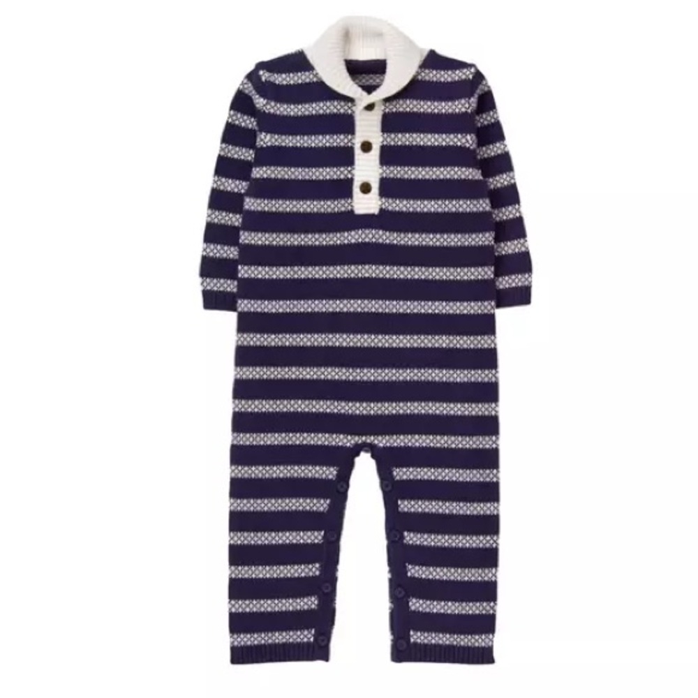 Janie & Jack One-Piece Navy Striped Sweater